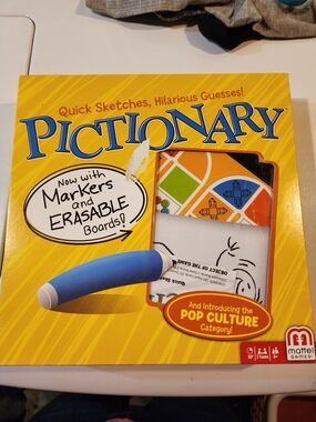 Pictionary Board Game - Yellow Box with Blue Accents